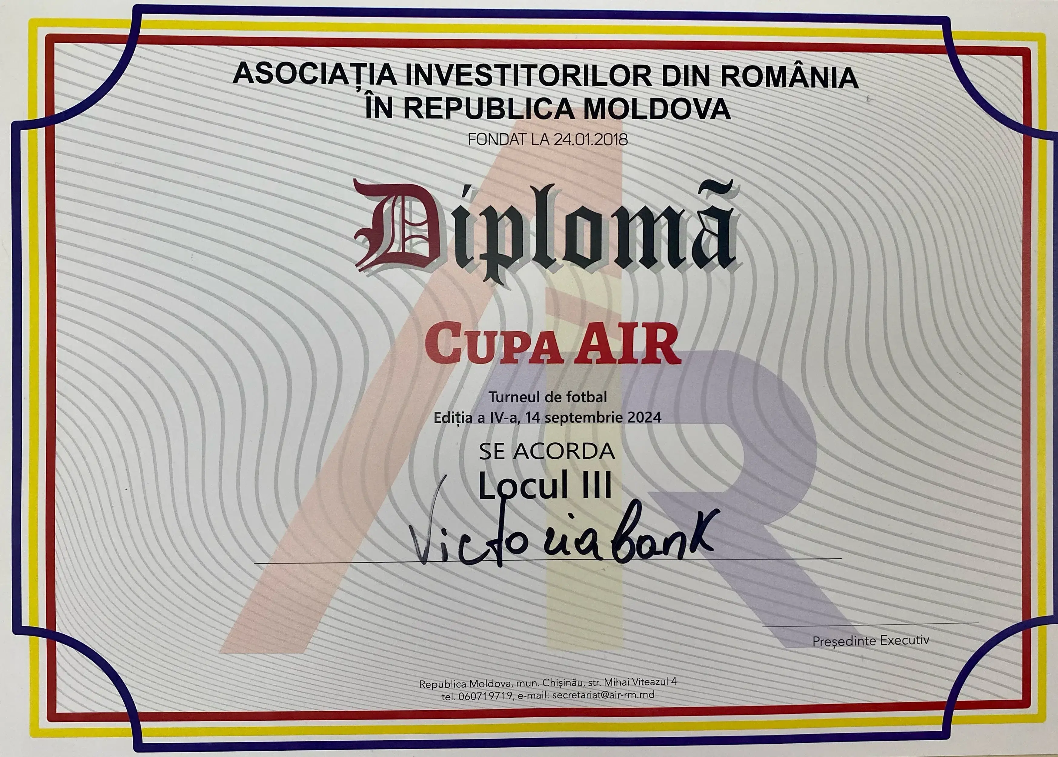 Diplomă CUPA AIR 2024